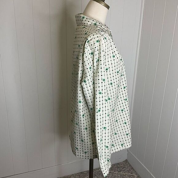 Vintage Montgomery Ward Women's Large White Floral Button Down Shirt Long Sleeve - Picture 4 of 12
